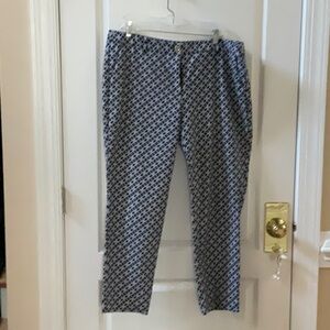 Michael Kors Navy and White Ankle Cropped Pants